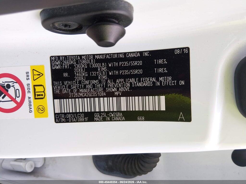 2T2BZMCA2GC051084 2016 LEXUS RX 350 photo no. 9