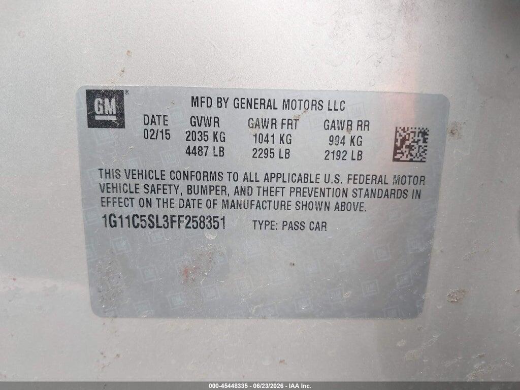 1G11C5SL3FF258351 2015 CHEVROLET MALIBU photo no. 9