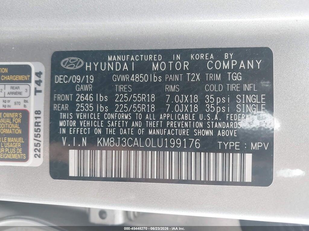 KM8J3CAL0LU199176 2020 HYUNDAI TUCSON photo no. 9
