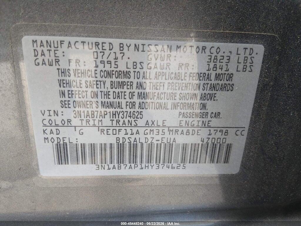 3N1AB7AP1HY374625 2017 NISSAN SENTRA photo no. 9