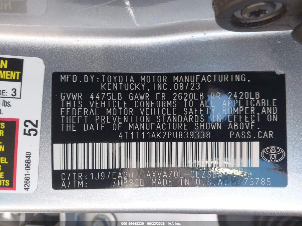 4T1T11AK2PU839338 2023 TOYOTA CAMRY photo no. 9