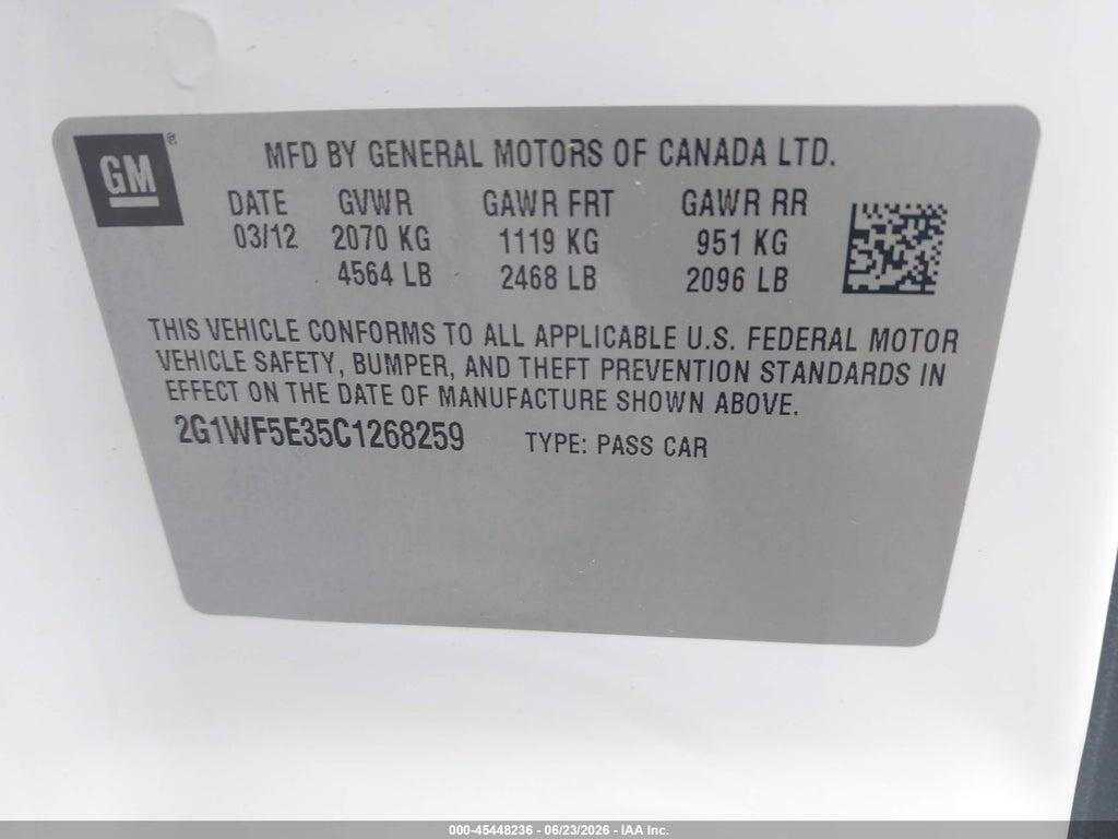 2G1WF5E35C1268259 2012 CHEVROLET IMPALA photo no. 9