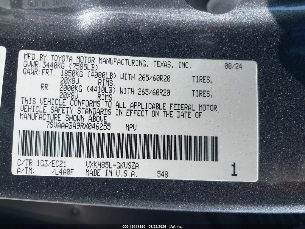 7SVAAABA9RX046255 2024 TOYOTA SEQUOIA photo no. 9