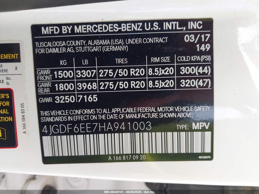 4JGDF6EE7HA941003 2017 MERCEDES-BENZ GLS 450 photo no. 9