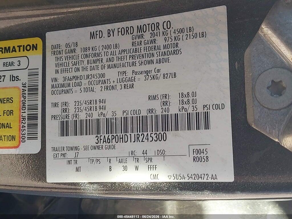 3FA6P0HD1JR245300 2018 FORD FUSION photo no. 9