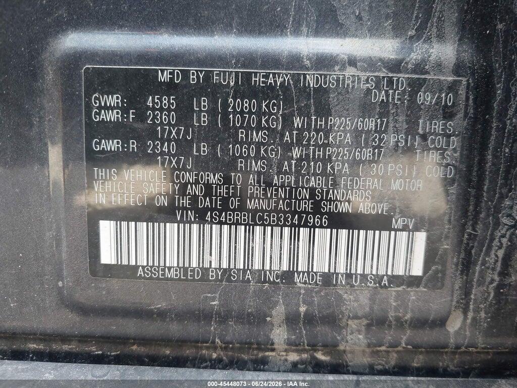 4S4BRBLC5B3347966 2011 SUBARU OUTBACK photo no. 9