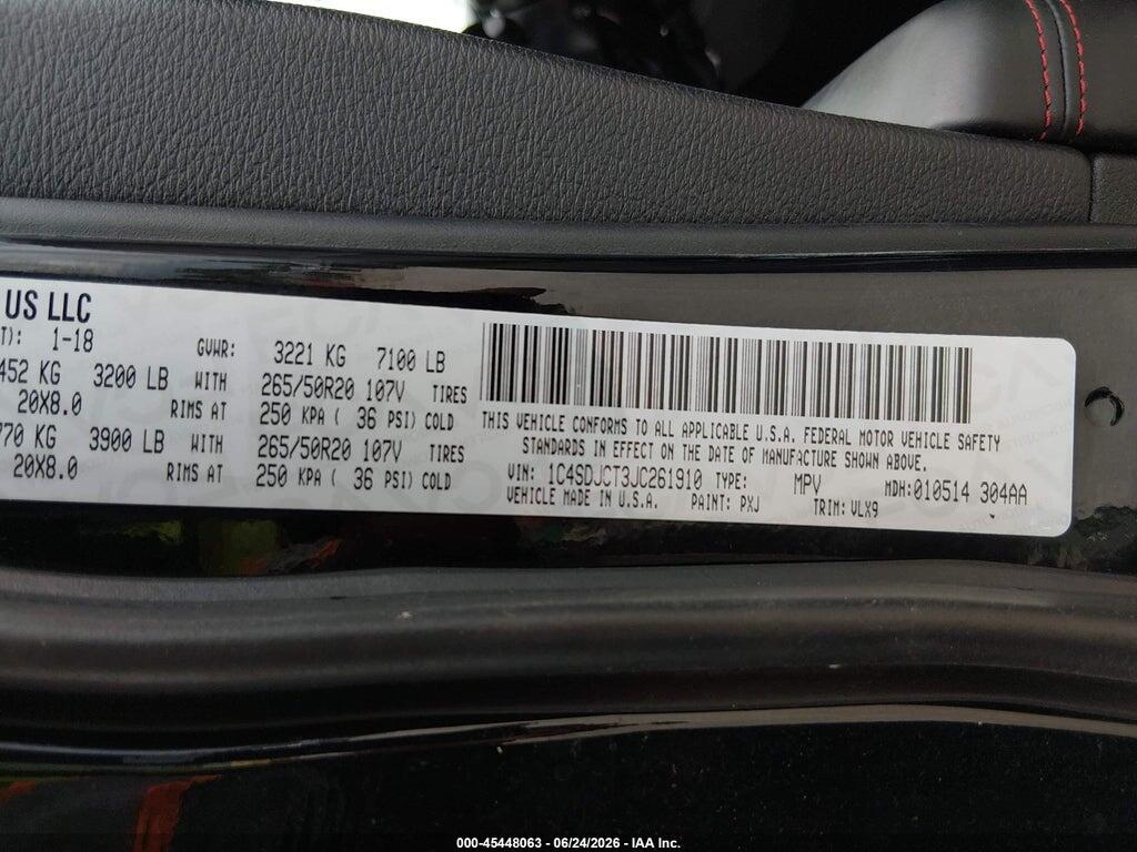 1C4SDJCT3JC261910 2018 DODGE DURANGO photo no. 9