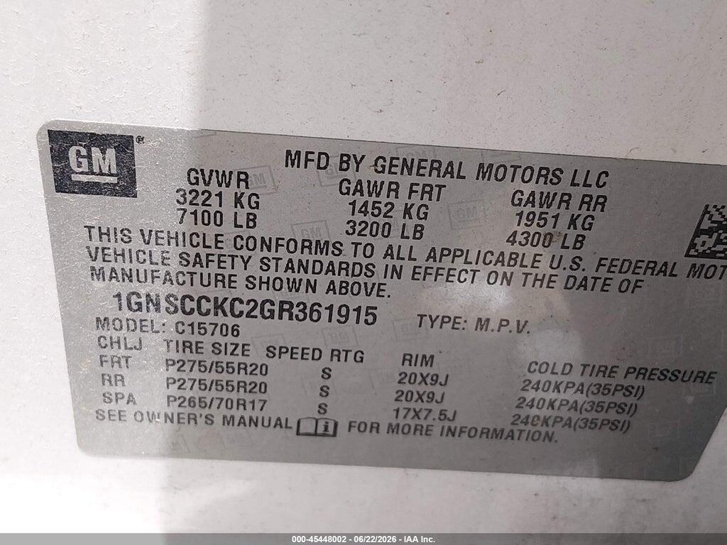 1GNSCCKC2GR361915 2016 CHEVROLET TAHOE photo no. 9