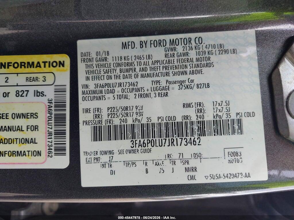 3FA6P0LU7JR173462 2018 FORD FUSION HYBRID photo no. 9