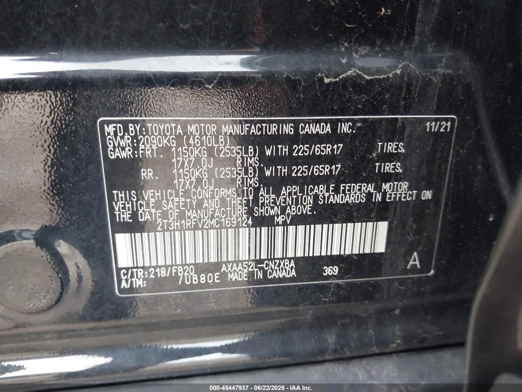 2T3H1RFV2MC169124 2021 TOYOTA RAV4 photo no. 9