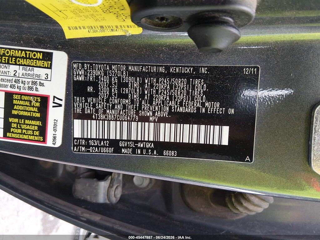 4T3BK3BB7CU064779 2012 TOYOTA VENZA photo no. 9