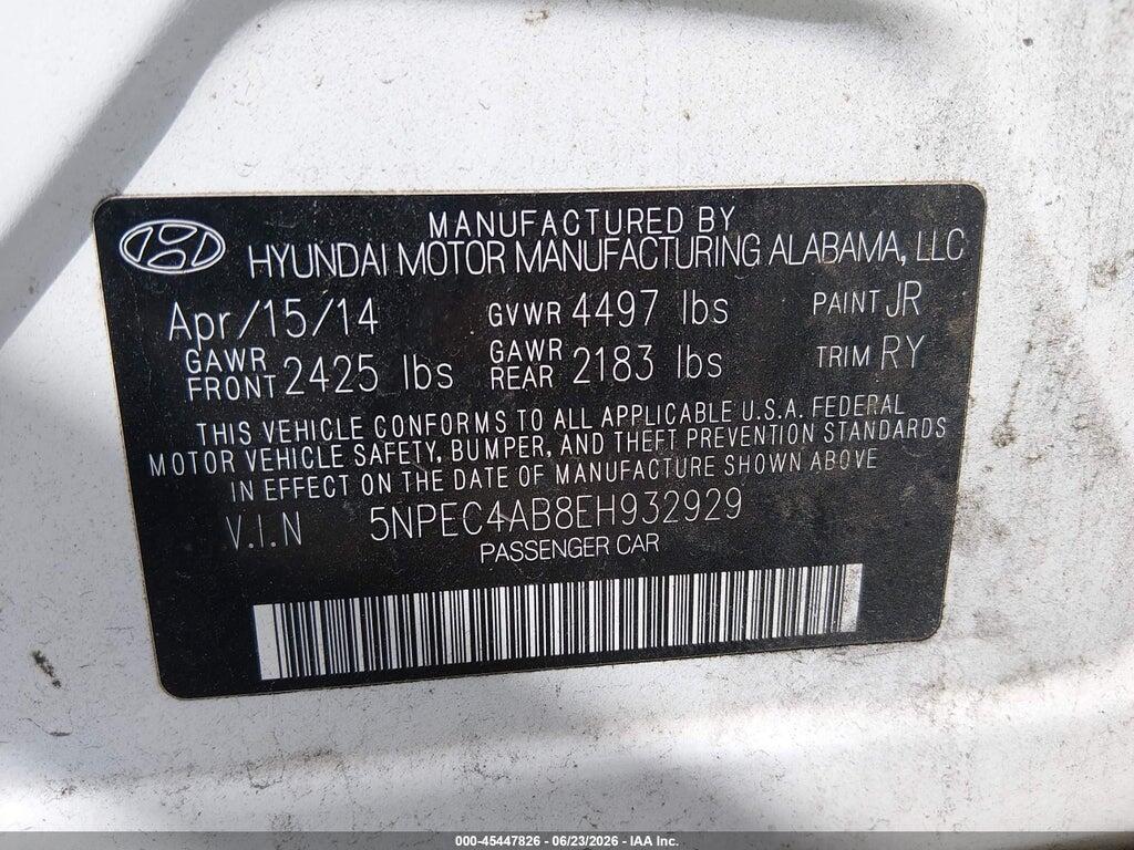 5NPEC4AB8EH932929 2014 HYUNDAI SONATA photo no. 9