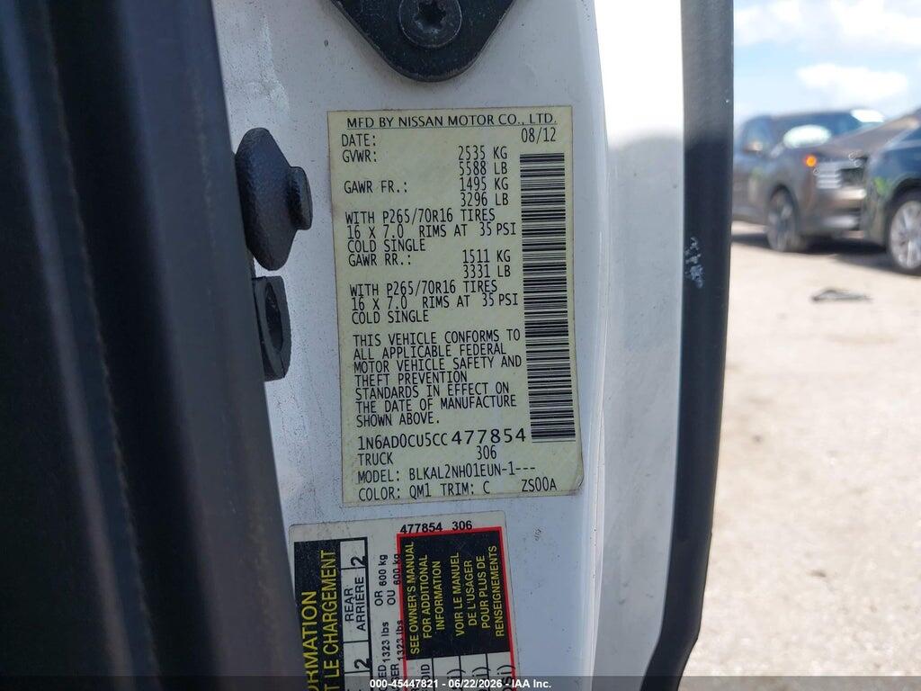 1N6AD0CU5CC477854 2012 NISSAN FRONTIER photo no. 9