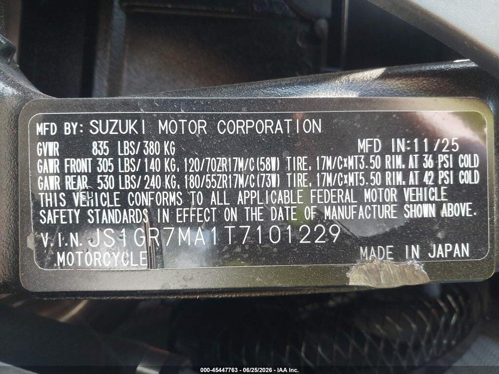 JS1GR7MA1T7101229 2026 SUZUKI GSX-R750 photo no. 10