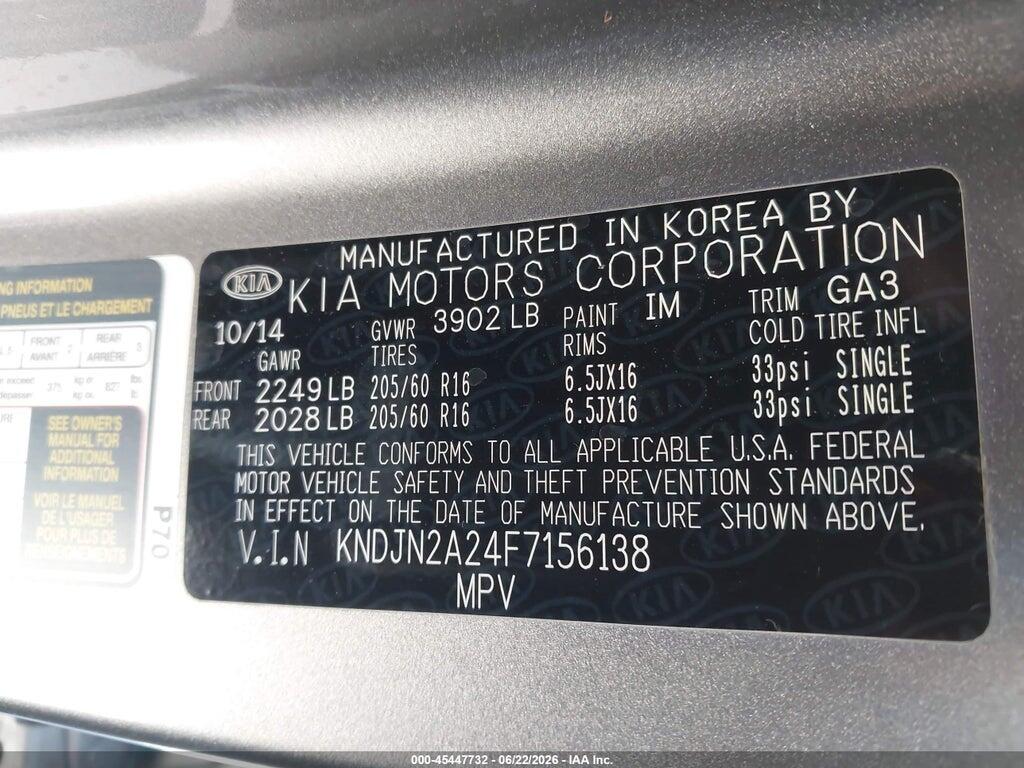KNDJN2A24F7156138 2015 KIA SOUL photo no. 9