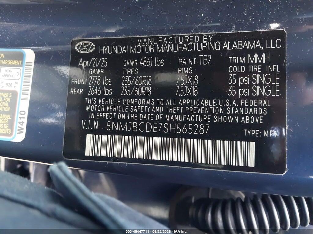 5NMJBCDE7SH565287 2025 HYUNDAI TUCSON photo no. 9