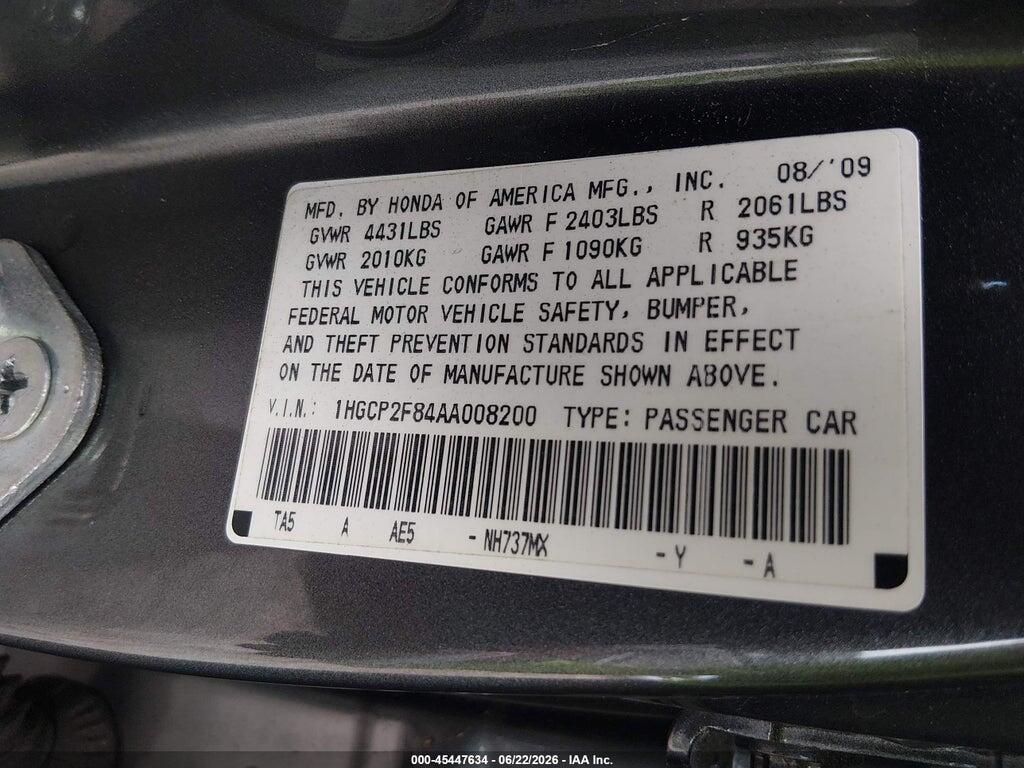 1HGCP2F84AA008200 2010 HONDA ACCORD photo no. 9