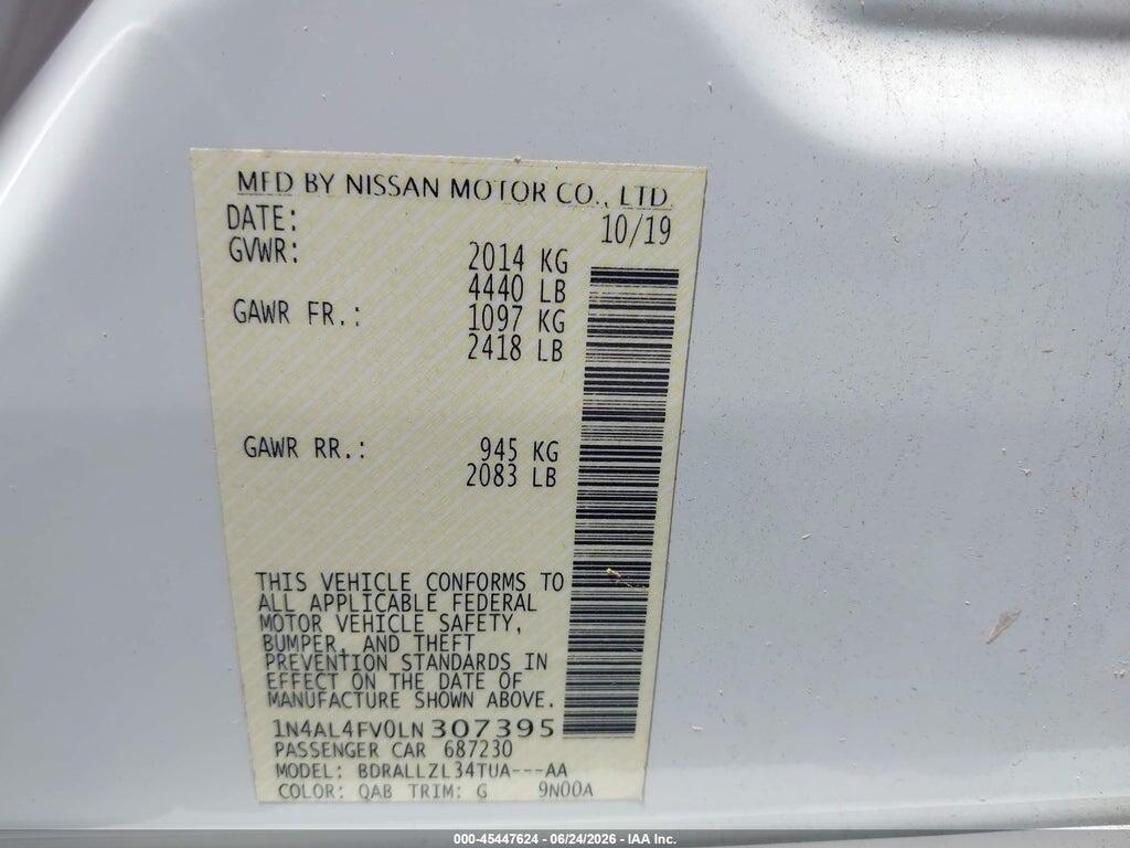 1N4AL4FV0LN307395 2020 NISSAN ALTIMA photo no. 9