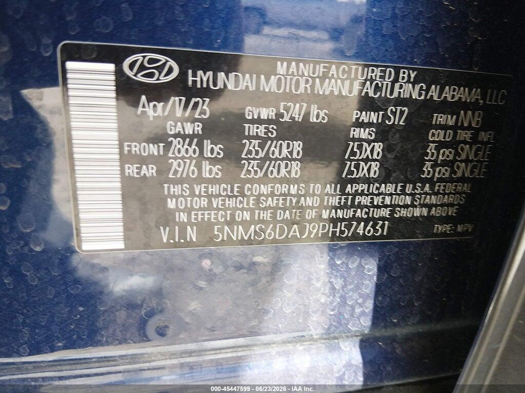 5NMS6DAJ9PH574631 2023 HYUNDAI SANTA FE photo no. 9