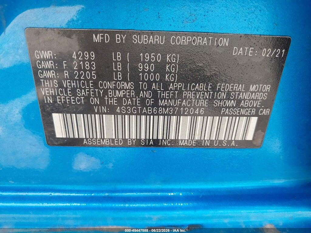 4S3GTAB68M3712046 2021 SUBARU IMPREZA photo no. 9