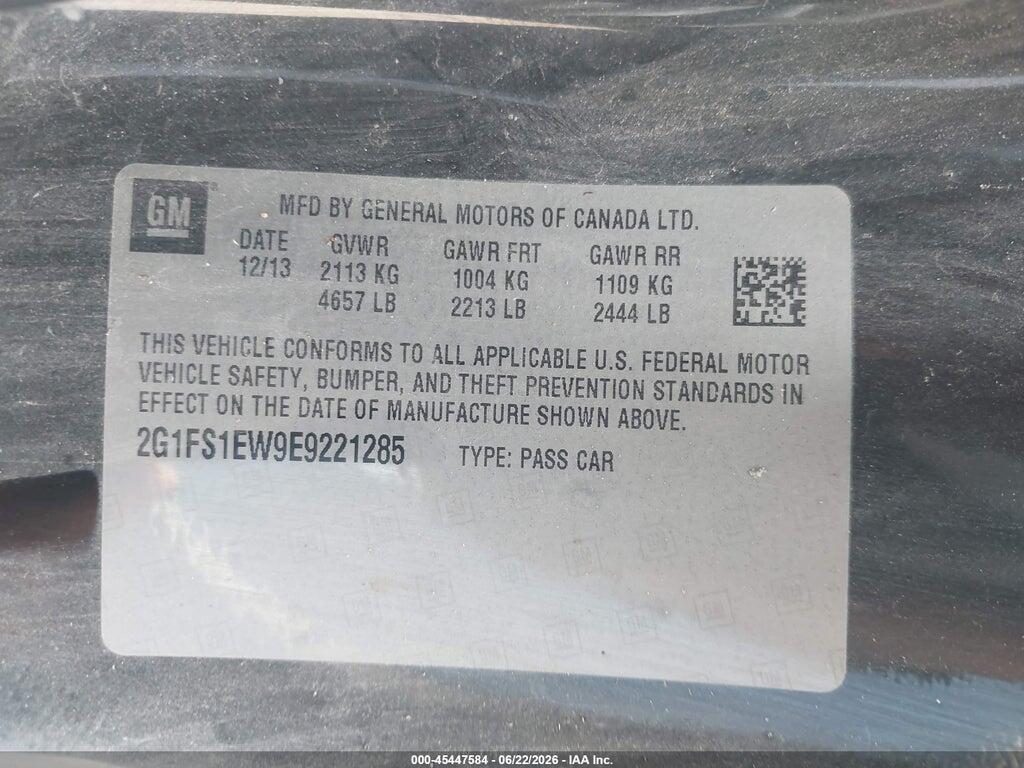 2G1FS1EW9E9221285 2014 CHEVROLET CAMARO photo no. 9