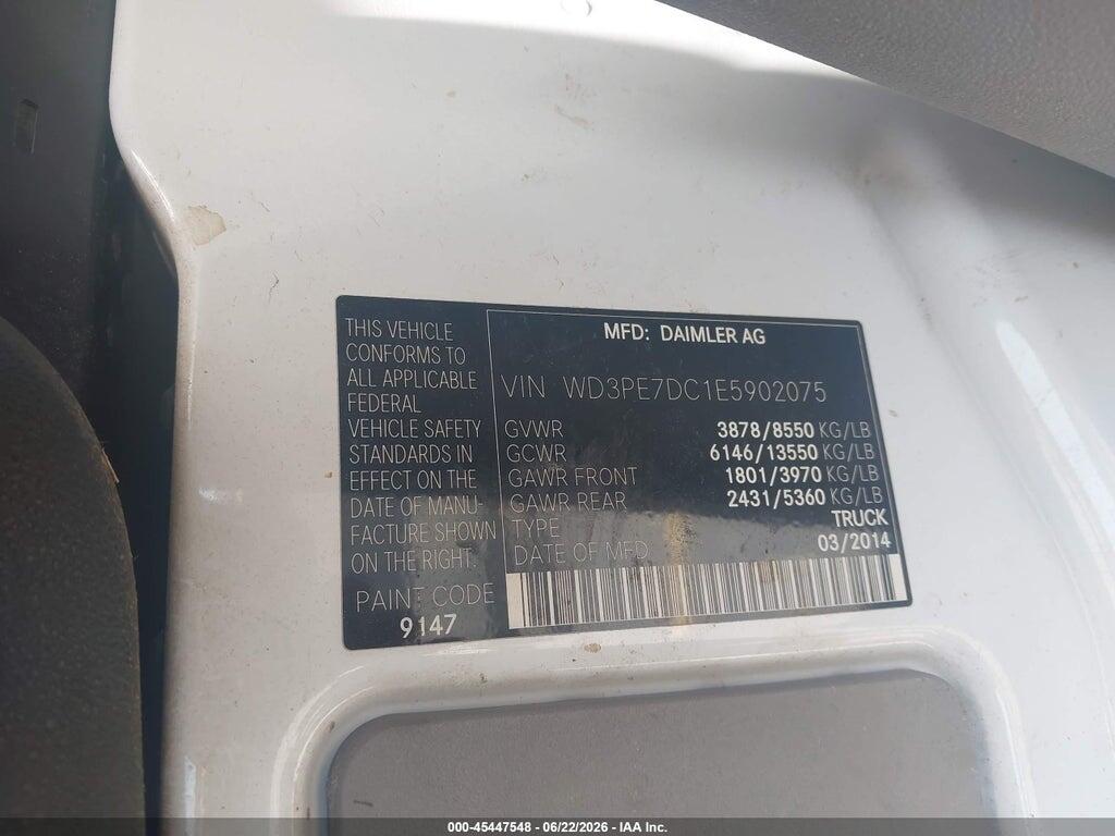 WD3PE7DC1E5902075 2014 MERCEDES-BENZ SPRINTER 2500 photo no. 9