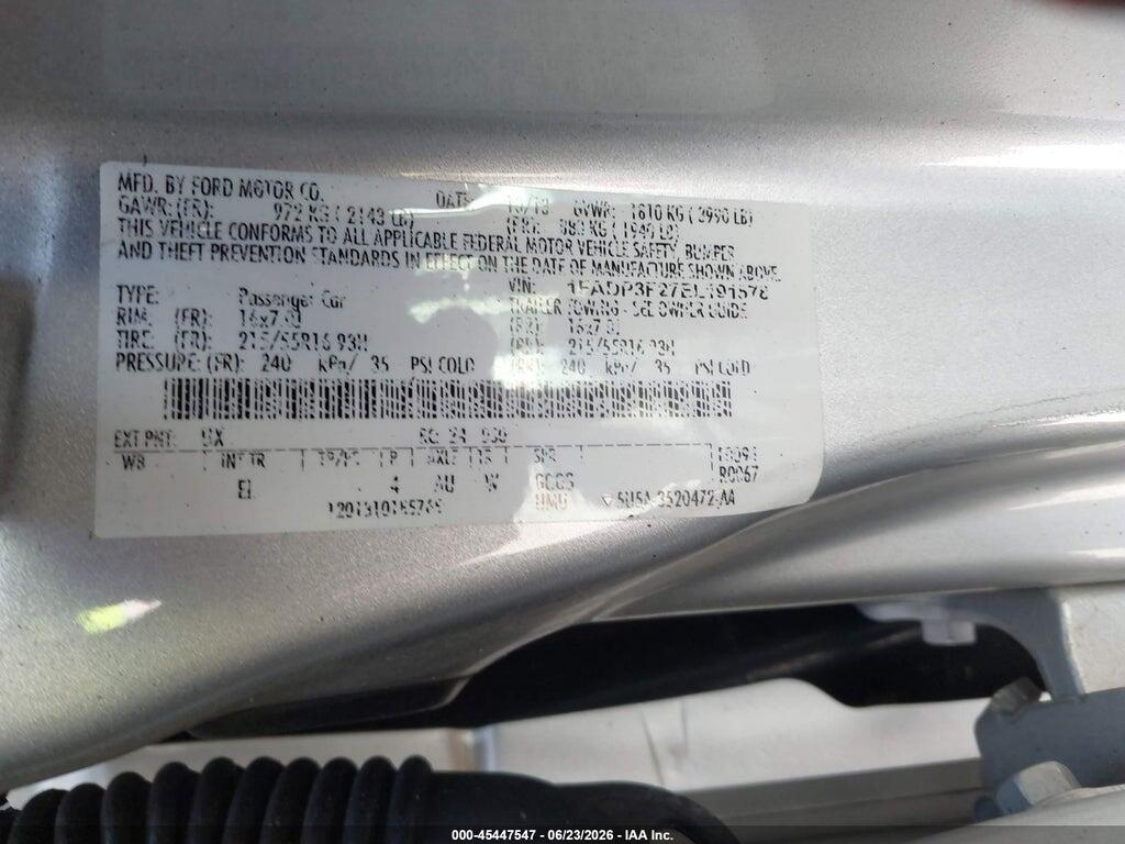 1FADP3F27EL191578 2014 FORD FOCUS photo no. 9