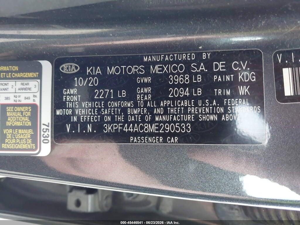 3KPF44AC8ME290533 2021 KIA FORTE photo no. 9