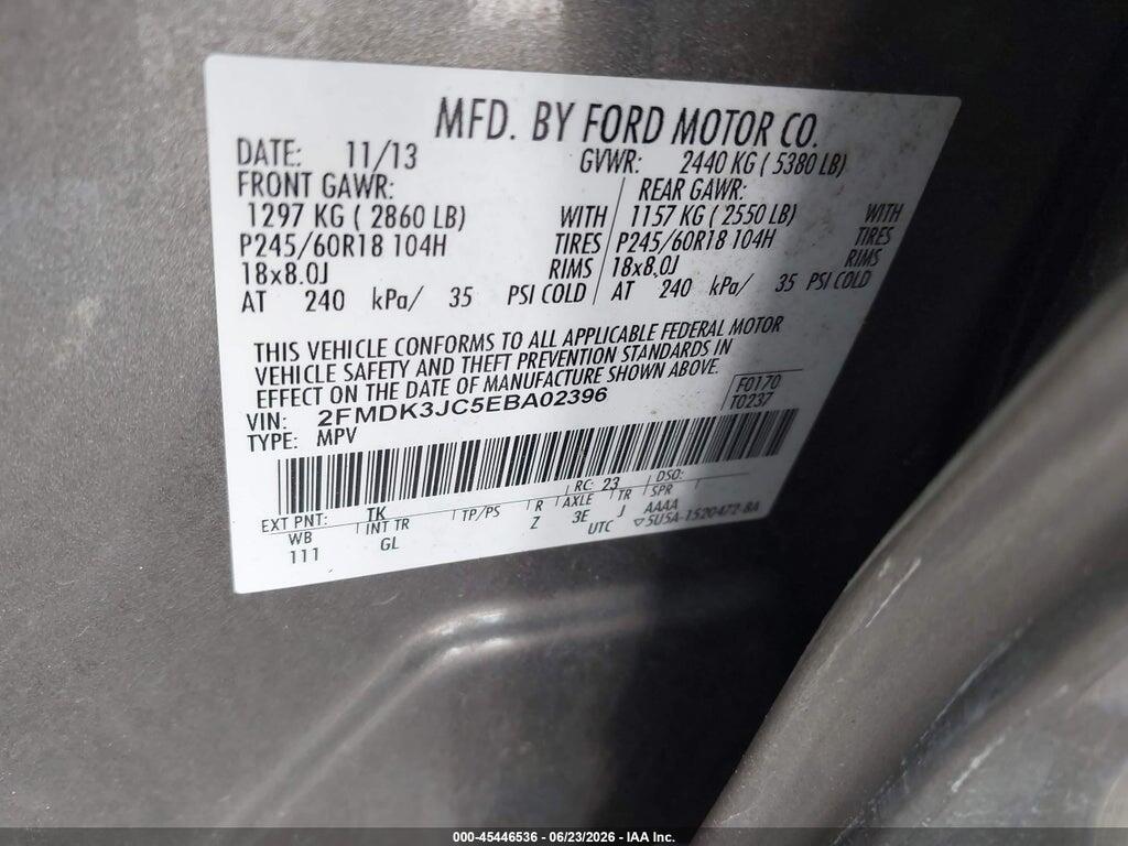 2FMDK3JC5EBA02396 2014 FORD EDGE photo no. 9