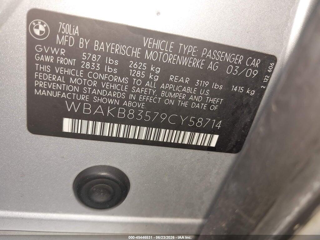 WBAKB83579CY58714 2009 BMW 750LI photo no. 9