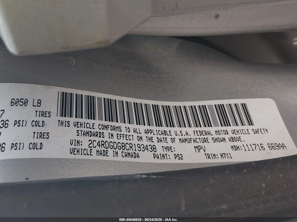 2C4RDGDG8CR193438 2012 DODGE GRAND CARAVAN photo no. 9