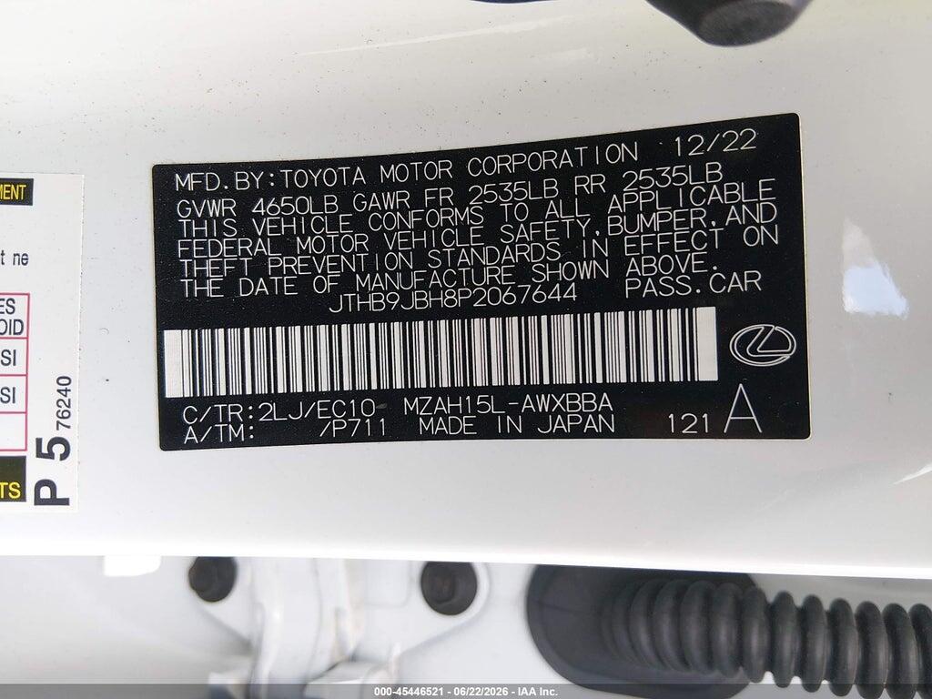 JTHB9JBH8P2067644 2023 LEXUS UX 250H photo no. 9