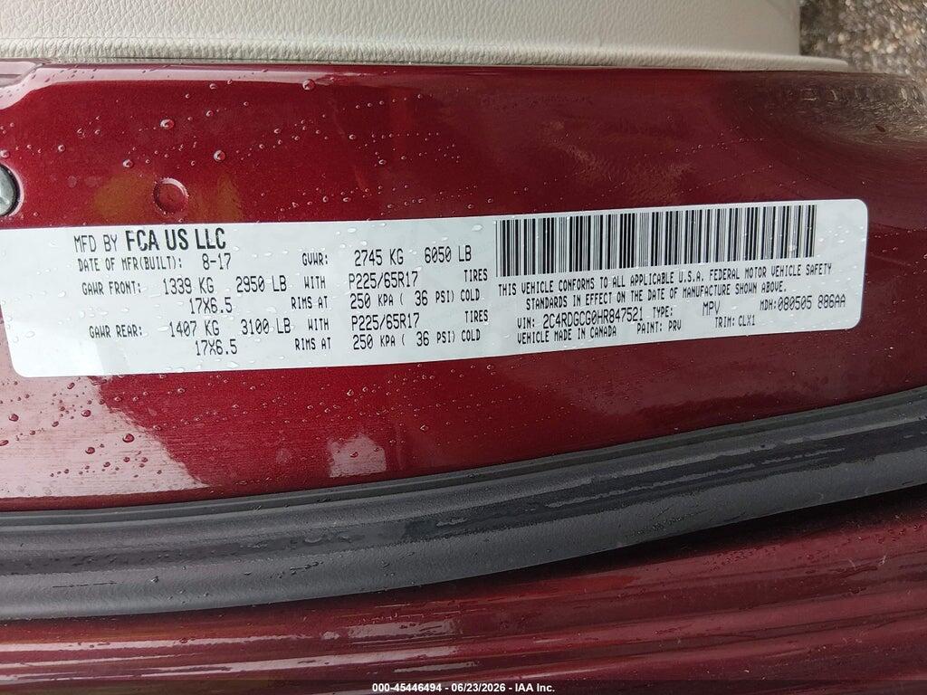 2C4RDGCG0HR847521 2017 DODGE GRAND CARAVAN photo no. 9