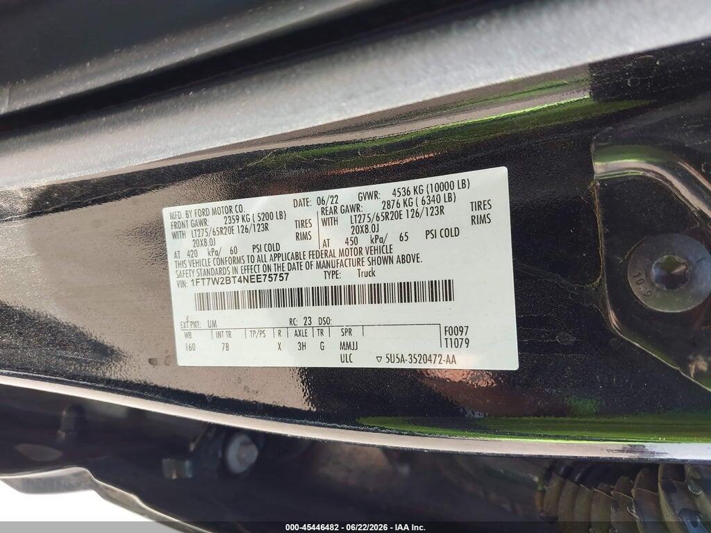 1FT7W2BT4NEE75757 2022 FORD F-250 photo no. 9