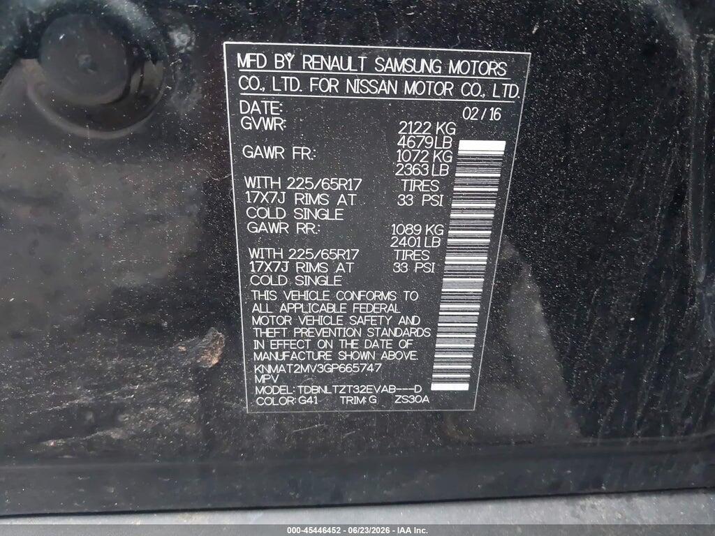 KNMAT2MV3GP665747 2016 NISSAN ROGUE photo no. 9