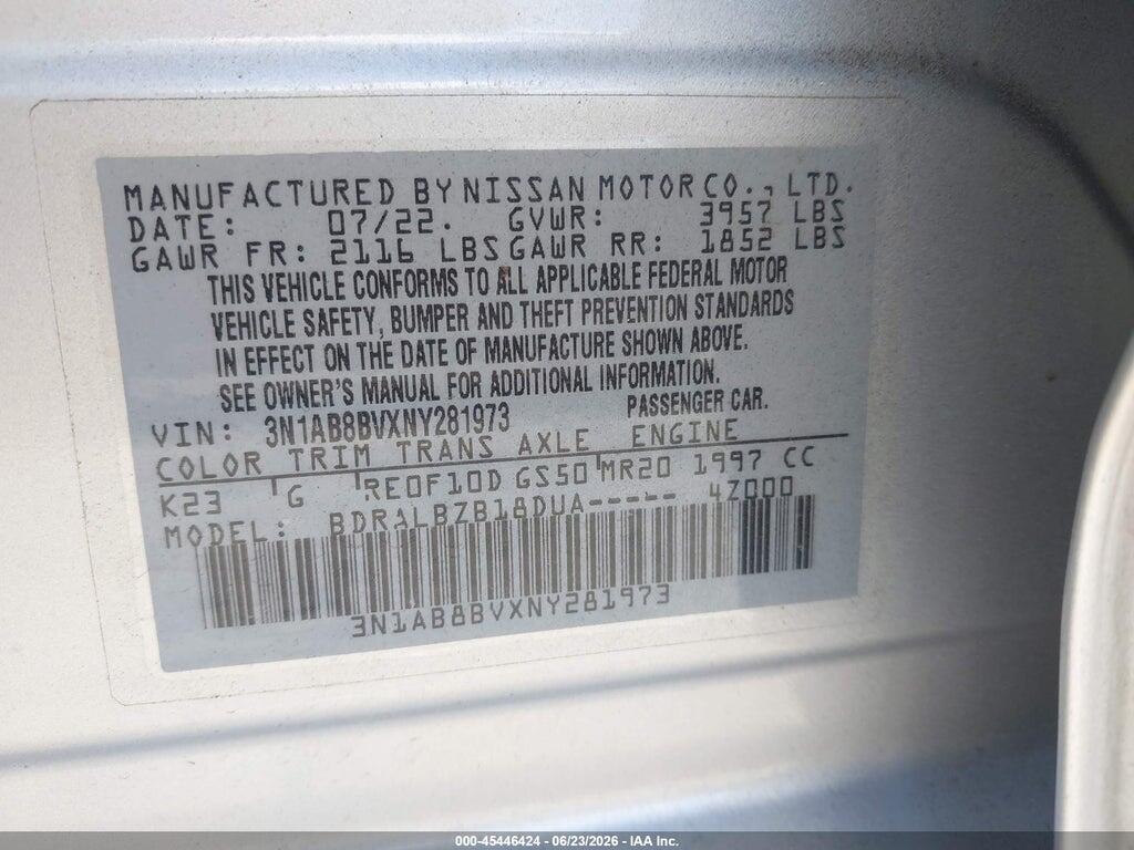 3N1AB8BVXNY281973 2022 NISSAN SENTRA photo no. 9