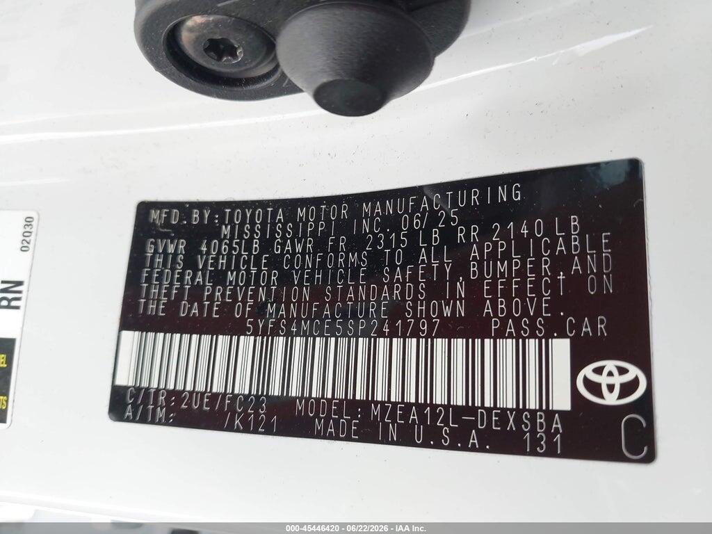 5YFS4MCE5SP241797 2025 TOYOTA COROLLA photo no. 9