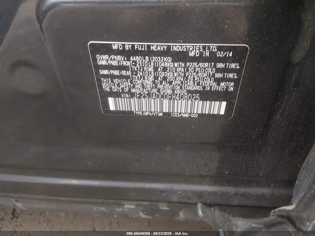 JF2SJADC0FH408025 2015 SUBARU FORESTER photo no. 9