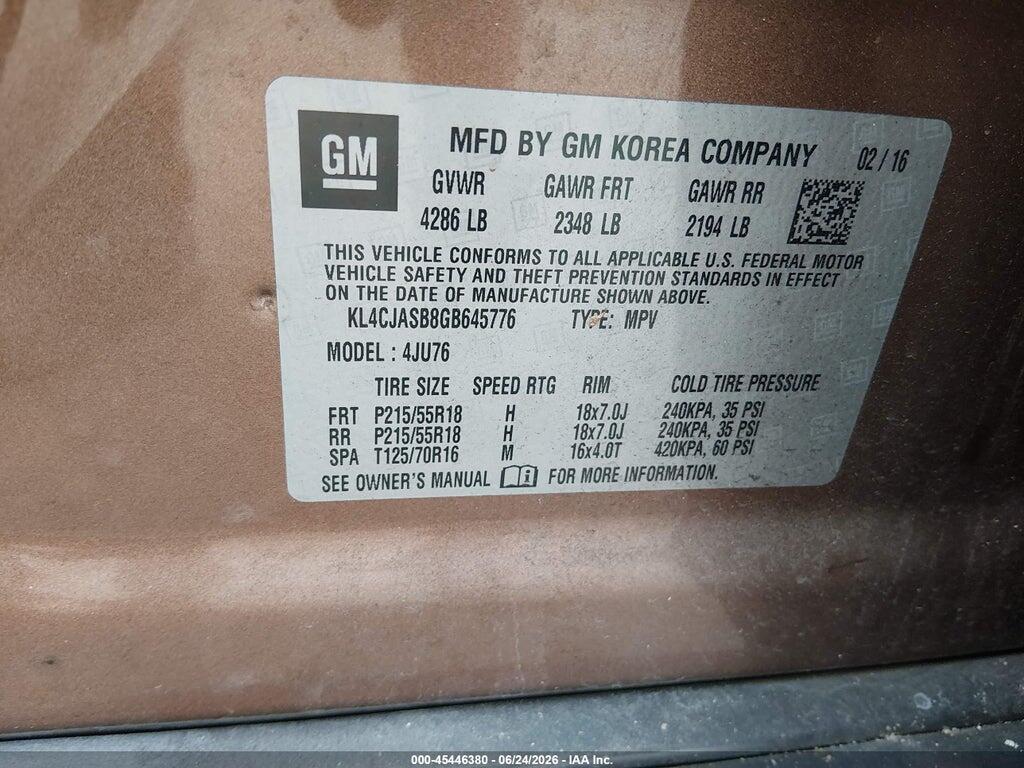 KL4CJASB8GB645776 2016 BUICK ENCORE photo no. 9