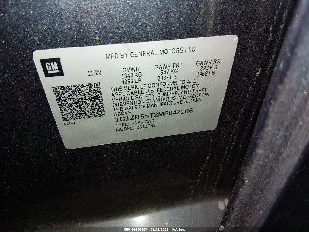 1G1ZB5ST2MF042106 2021 CHEVROLET MALIBU photo no. 9