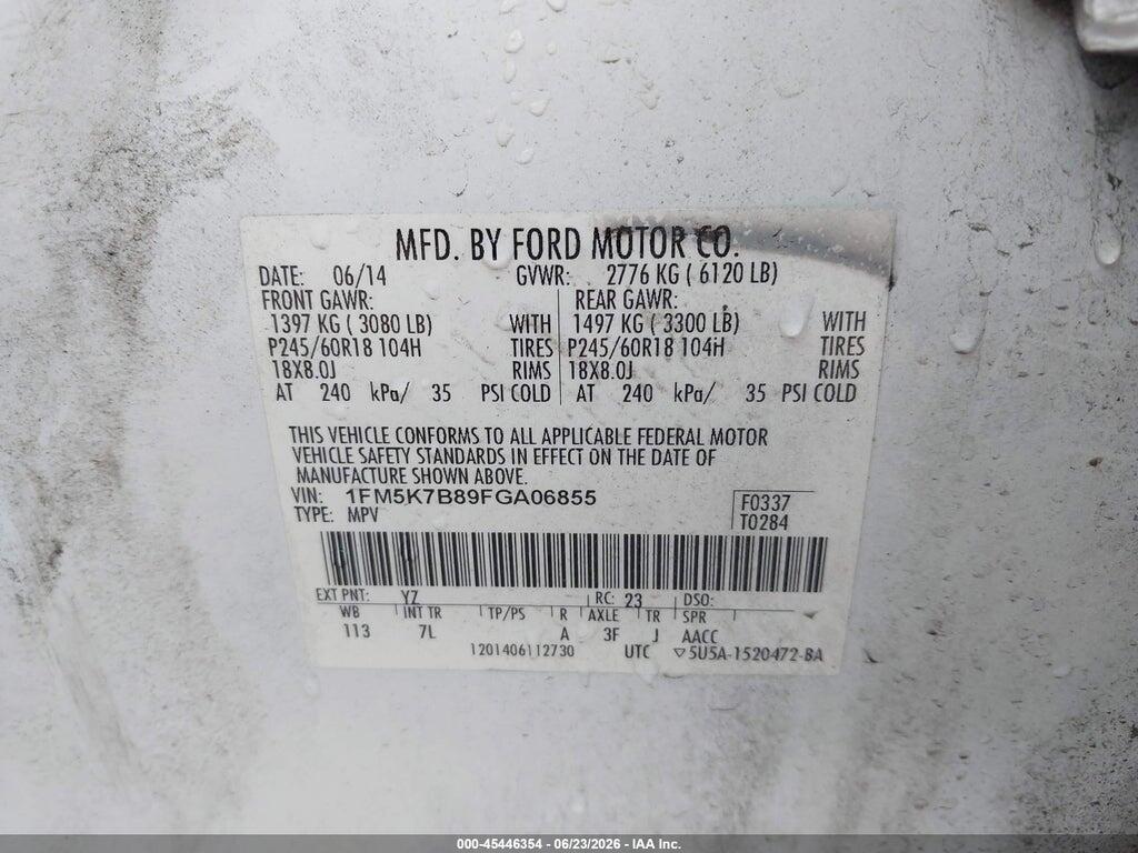 1FM5K7B89FGA06855 2015 FORD EXPLORER photo no. 9