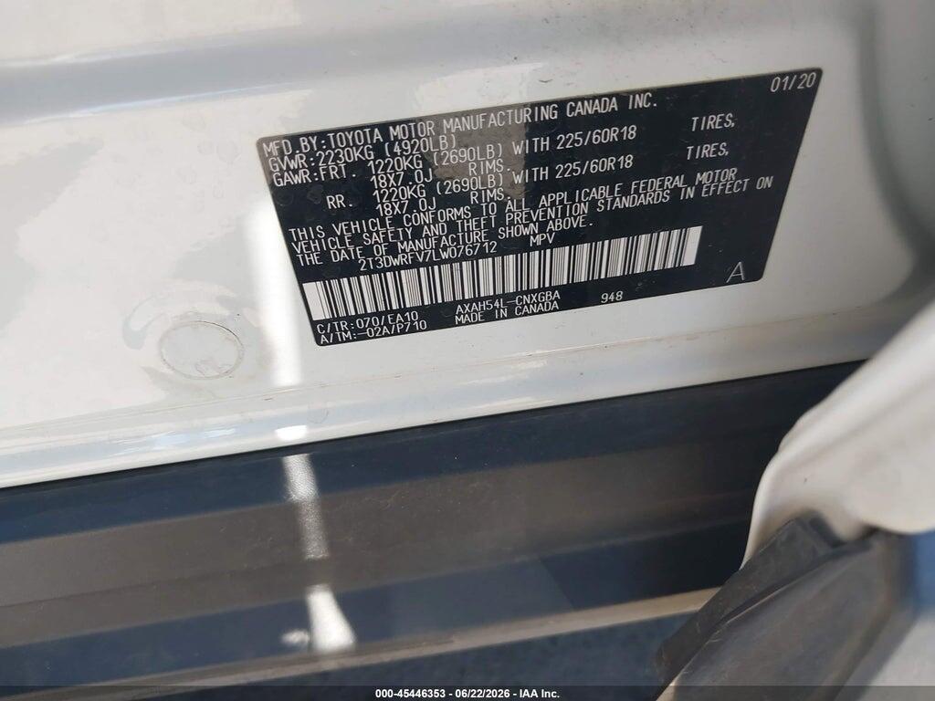 2T3DWRFV7LW076712 2020 TOYOTA RAV4 HYBRID photo no. 9