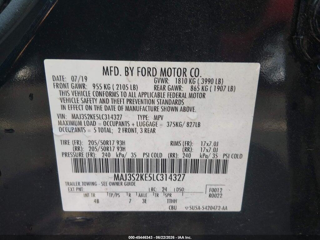 MAJ3S2KE5LC314327 2020 FORD ECOSPORT photo no. 9