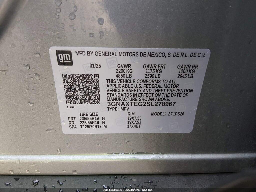 3GNAXTEG2SL278967 2025 CHEVROLET EQUINOX photo no. 9