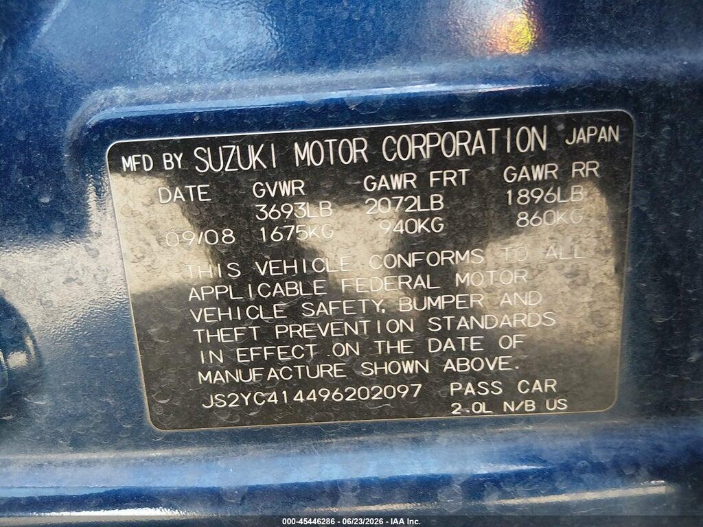 JS2YC414496202097 2009 SUZUKI SX4 photo no. 9