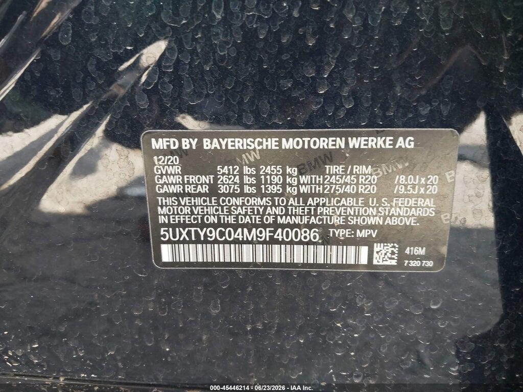5UXTY9C04M9F40086 2021 BMW X3 photo no. 9