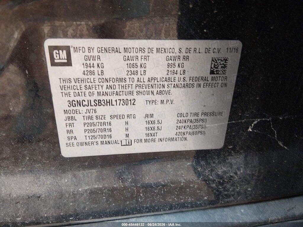 3GNCJLSB3HL173012 2017 CHEVROLET TRAX photo no. 9