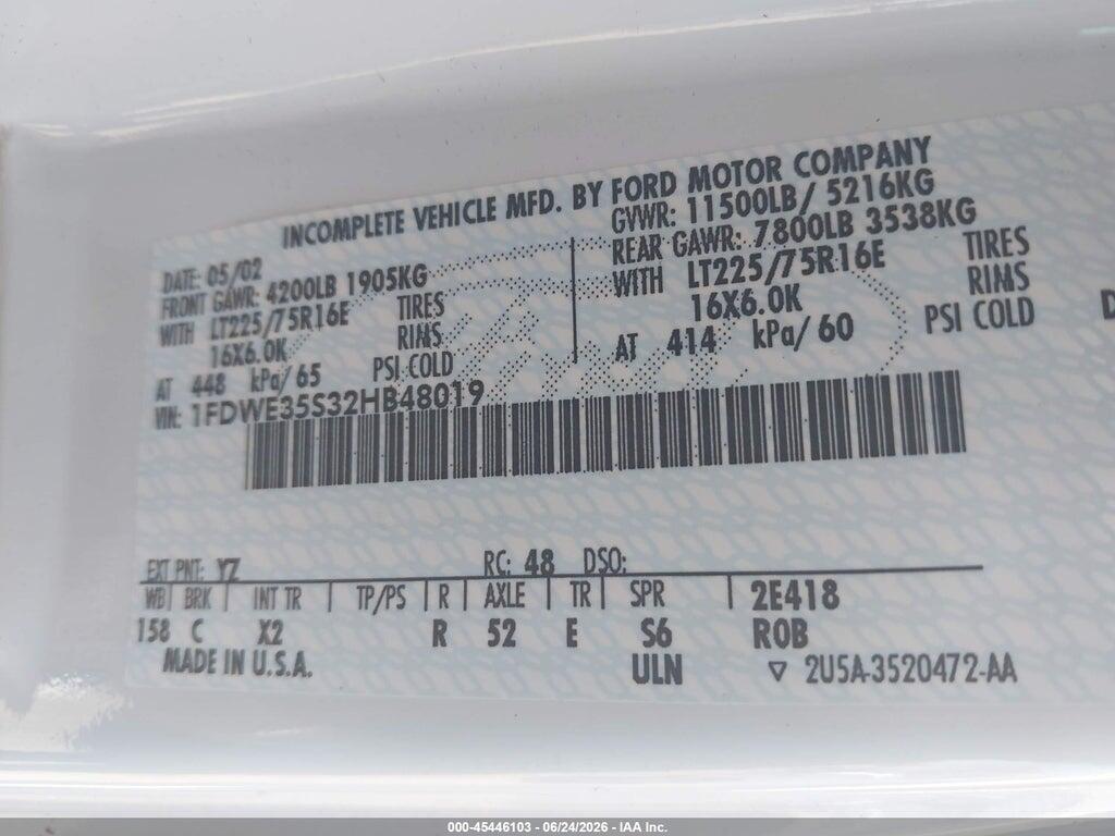 1FDWE35S32HB48019 2002 FORD E-350 CUTAWAY photo no. 8