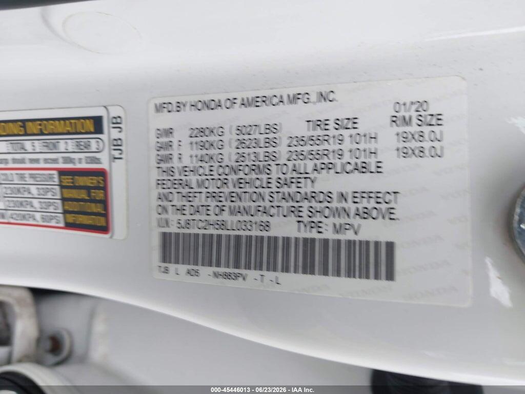 5J8TC2H58LL033168 2020 ACURA RDX photo no. 9