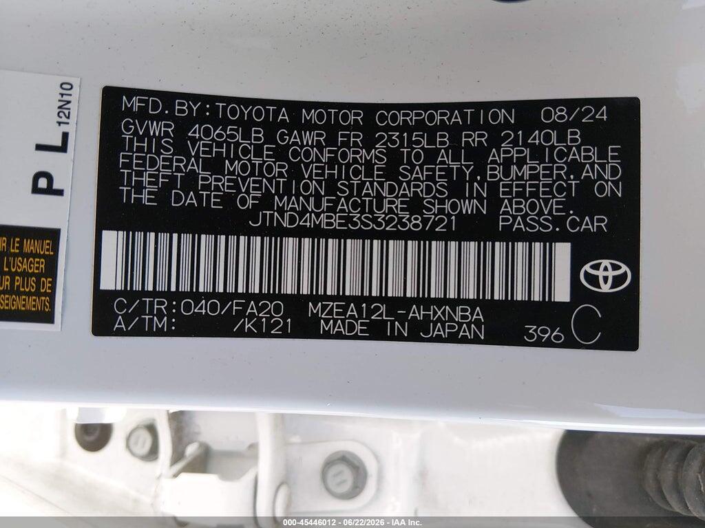 JTND4MBE3S3238721 2025 TOYOTA COROLLA photo no. 9